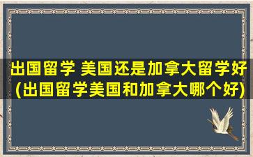 出国留学 美国还是加拿大留学好(出国留学美国和加拿大哪个好)